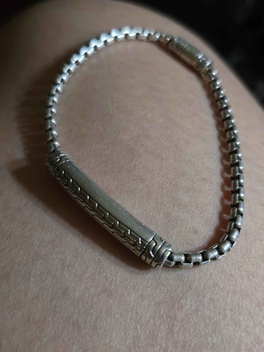 John Hardy Sterling Silver Textured ID Bracelet - Silver